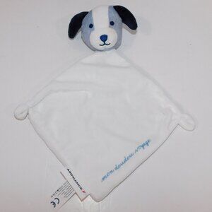 Air France Blue White Puppy Dog Security Blanket Doudou Baby Lovey Soother